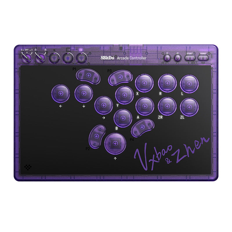 8BitDo Arcade Controller - Transparent Purple Signature Edition - Arcade-Style Controller for Daily Gaming