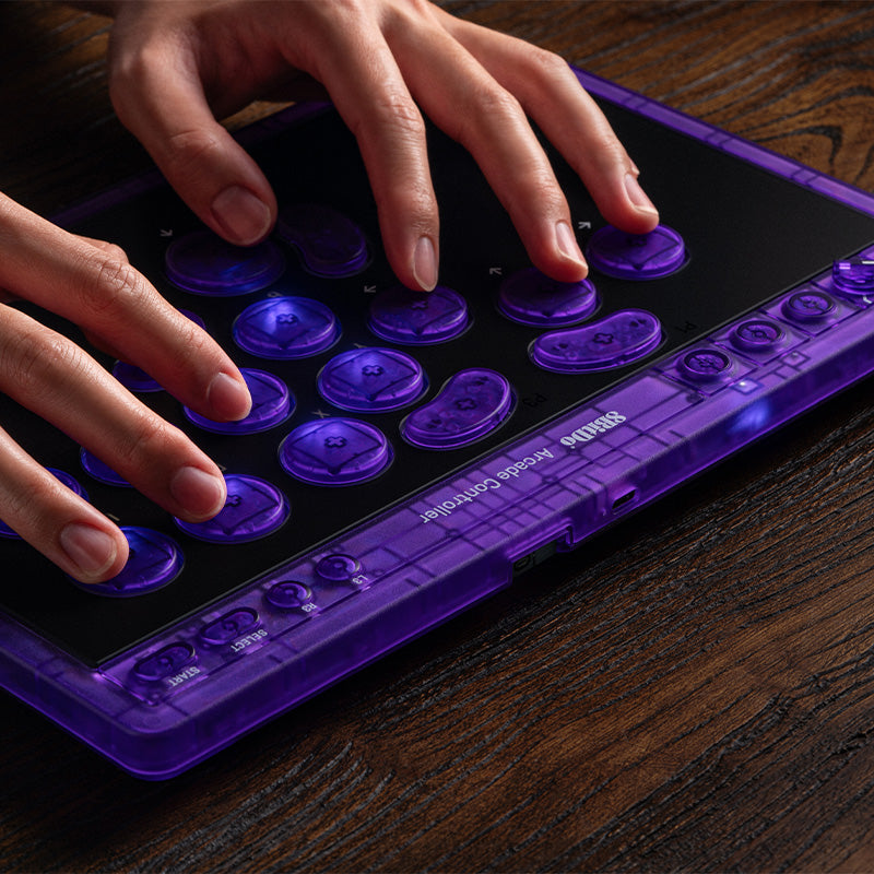 8BitDo Arcade Controller - Transparent Purple Signature Edition - Arcade-Style Controller for Daily Gaming