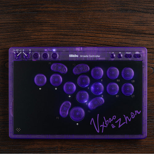 8BitDo Arcade Controller - Transparent Purple Signature Edition - Arcade-Style Controller for Daily Gaming
