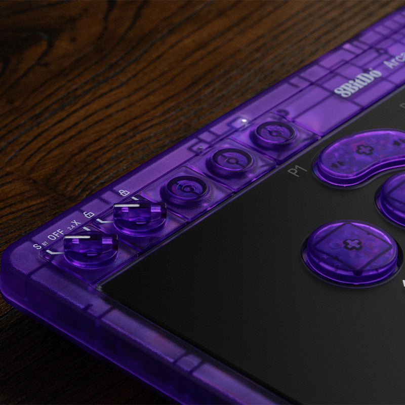 8BitDo Arcade Controller - Transparent Purple Signature Edition - Arcade-Style Controller for Daily Gaming